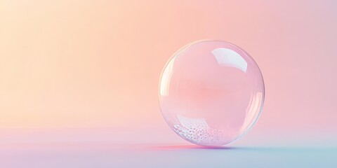 Leinwandbilder - Minimalistic and artistic soap bubble floats gracefully on a soft pastel background, creating an isolated and serene composition. The soap bubble captures light and offers unique aesthetic charm.
