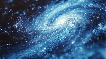 Wall Mural - cosmic swirl a mesmerizing abstract depiction of a galaxy swirling in shades of blue and white, capt