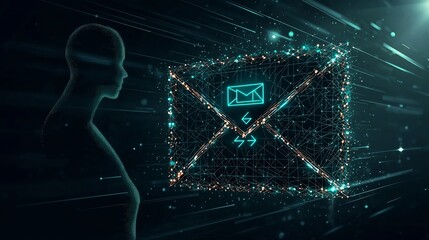 Poster - Symbolic Representation of Global Connectivity and Digital Communication Dynamic Silhouette Airmail Envelope Directional Arrows Depicting the Modern Minimalist
