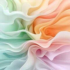 Poster - Ethereal pastel swirling wave forms with shimmering gradients organic fluid movements and a contemporary digital painting style  This visually striking abstract composition features dynamic