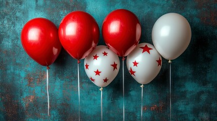 Poster - Colorful balloons against a textured backdrop.