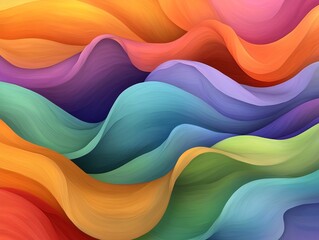 Poster - vibrant iridescent undulating abstract background with warm hues and dreamlike surreal shapes hyper 