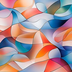 Poster - Mesmerizing Iridescent Shapes in a Hypnotic Prismatic Arrangement   Vibrant Abstract Composition with Expressive Digital Rendering Shimmering Textures and Cubist Aesthetics