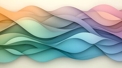 Poster - Captivating abstract background design with cascading wavy iridescent shapes in a harmonious blend of cool blues greens and purples