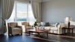 © AdibaZR - Luxurious living room overlooking serene lake