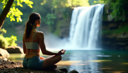 Wall Mural - Meditation by Waterfall - Natural Sounds