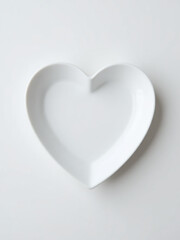 Poster - A White Plate Shaped Like A Heart Sits Alone Against A Pure White Background For A Simple Yet Elegant Look. 00003