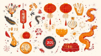 Wall Mural - Chinese decorations hang, celebration, China, fireworks, greeting