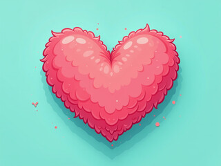 Aufkleber - A Whimsical Illustration Features A Fluffy Heart On A Turquoise Background With Ample Copy Space For Creative Text Overlays. 00001