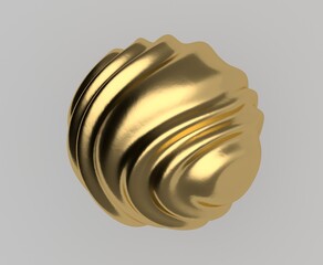 Aufkleber - Golden 3D glitchy sphere with wavy ripples on a grey background. Surreal illustraton for creative design projects.