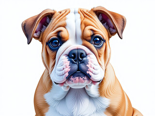 Poster - A Watercolor Painting With A Colorful Portrait Of A Bulldog Puppy Is Created Using An Artificial Intelligence Generative Technique. 00001