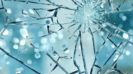 Poster - A close-up view showcases fragmented glass illuminated by soft light, forming an intricate and eye-catching display of textures