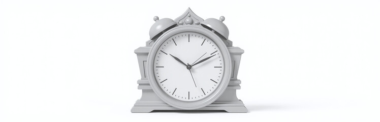 Poster - A Vintage Wooden Gray Clock Sits Isolated On A White Background With A Transparent Png Image. 00003