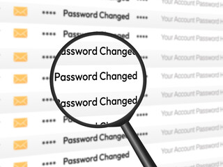 Poster - Password change notifications in email style with magnify zoom concept design