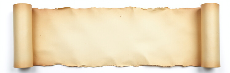 Poster - A Vintage Blank Paper Scroll Isolated On A Clean White Background Provides Ample Room For Creative Writing And Design Concepts To Unfold. 00002