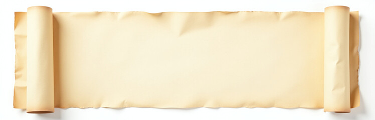 Poster - A Vintage Blank Paper Scroll Isolated On A Clean White Background Provides Ample Room For Creative Writing And Design Concepts To Unfold. 00001