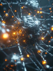 Poster - detailed 3d visualization showcases intricate virus structure with glowing features and distinct mol