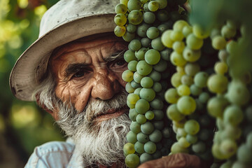 Wall Mural - Man working in wine production made with generative AI design