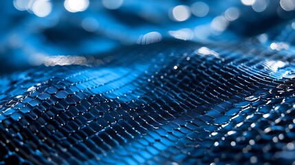 Poster - Abstract Closeup of Blue Reflective Pattern on a Metallic Surface : Generative AI