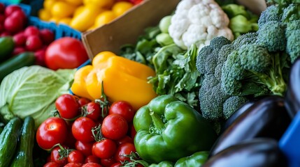 Poster - Fresh Colorful Vegetables at Farmers Market with Vibrant Organic Produce : Generative AI