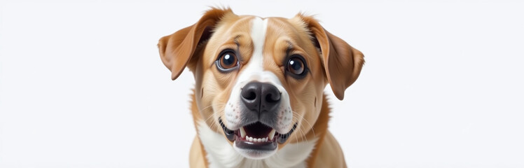Aufkleber - A Surprised Dog With Huge Eyes Is Depicted In A Funny Isolated Portrait On A White Background Created By Ai Technology. 00003