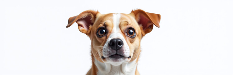 Aufkleber - A Surprised Dog With Huge Eyes Is Depicted In A Funny Isolated Portrait On A White Background Created By Ai Technology. 00002