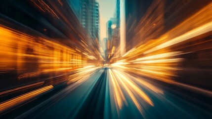 Aufkleber - Abstract City Speed Motion with Blurred Lights and Urban Energy : Generative AI