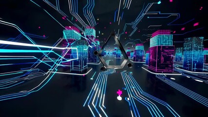 Leinwandbilder - Exploring vibrant digital landscapes with vivid colors and dynamic patterns