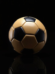 Poster - A Soccer Ball With Golden And Black Panels Sits Against A Sleek Black Background, Leaving Ample Space For Text Or Design Elements Freely. 00001
