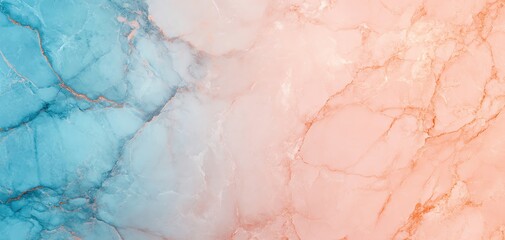 Poster - Elegant marble texture with soft pastel colors of blue and peach for design projects.