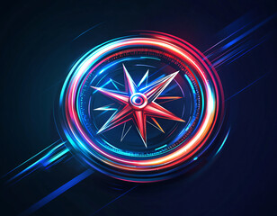 Wall Mural - Neon Compass