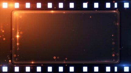 Poster - Glowing film reel frame with warm and cool tones movie video related projects