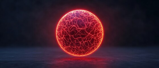 Aufkleber - Futuristic glowing sphere with intricate patterns emits an energetic red light.