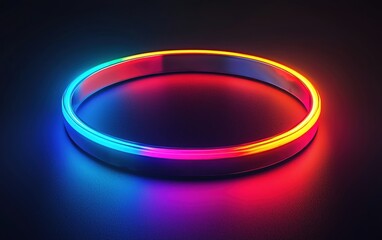 Aufkleber - Glowing neon ring with vibrant colors set against a dark background.
