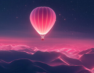 Canvas Print - Neon Hot Air Balloon