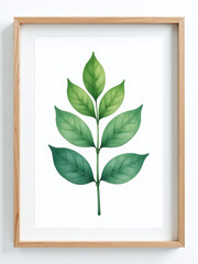 Poster - A Single Watercolor Leaf Is Delicately Placed Within A Simple Frame Set Against A Clean Isolated Background. 00003