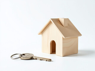 Poster - A Simple Illustration Of A House Model With A Key Placed Prominently On A Clean White Background. 00003