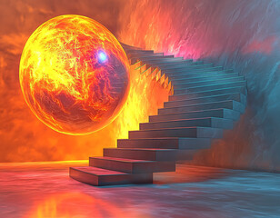 Canvas Print - Fire Planet Staircase