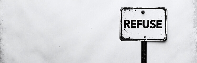 Aufkleber - A Simple Black And White Refuse Sign With A Textured Paper Background Offers Ample Copy Space For Creative Composition. 00002