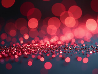 Aufkleber - A Shallow Depth Of Field Captures A Red Glitter Pattern On An Abstract Background With Bokeh And Defocused Lights Shining Through. 00001
