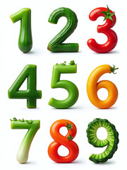 Aufkleber - A Set Of Vegetable Numbers Isolated On A White Background For Use In Various Graphic Design Projects. 00001