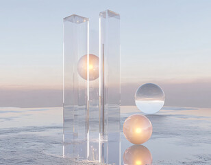 Wall Mural - Glass Spheres & Pillars