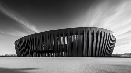 Wall Mural - Modern Architectural Masterpiece Against a Cloudy Sky