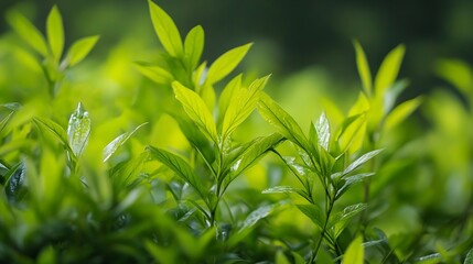 Aufkleber - Close Up of Vibrant Green Leaves in Natural Sunlight : Generative AI