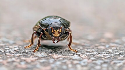 Poster - Macro View of Beetle on Ground Showing Detailed Features : Generative AI