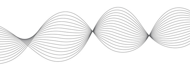Aufkleber - Elegant Abstract Waveform Design. Minimalist Linear Pattern with Flowing Curves. Curved line vector element stripes. Technology curved lines. Digital frequency track equalizer.