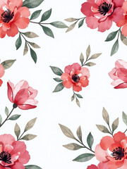 Aufkleber - A Seamless Watercolor Floral Pattern Isolated Against A Crisp White Background, Perfect For Use In Various Design Projects. 00003