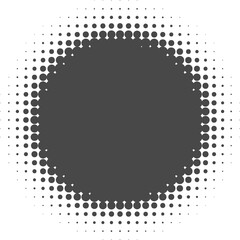 Poster - Dotted halftone abstract shape. Blurred shadow. Graphic element, circular organic blob with gradation effect