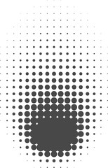 Poster - Dotted halftone abstract shape. Blurred shadow. Graphic element, circular organic blob with gradation effect