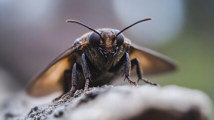 Poster - Closeup of a Carpenter Bee on a Rock in Natural Habitat : Generative AI
